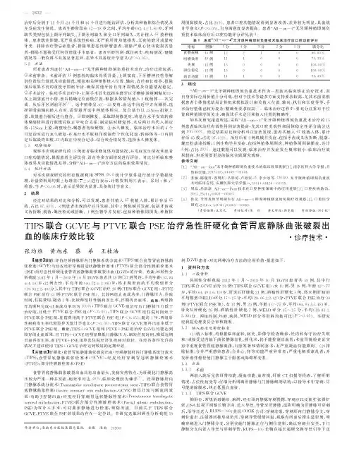 tips联合gcve与ptve联合pse治疗急性肝硬化食管胃底静脉曲张破裂出血的