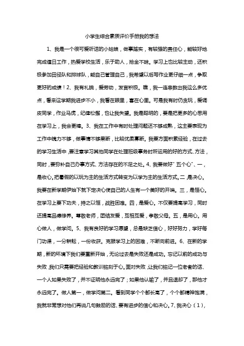 小学生综合素质评价手册我的想法