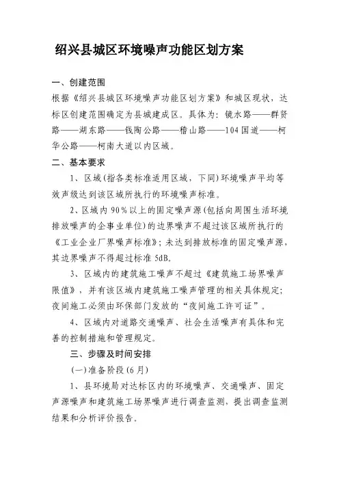绍兴县城区环境噪声功能区划方案