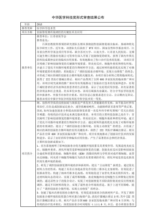 创面修复微环境调控的关键技术及应用-中华医学会复习过程