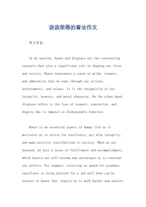 谈谈荣辱的看法作文
