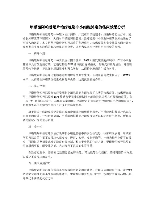甲磺酸阿帕替尼片治疗晚期非小细胞肺癌的临床效果分析