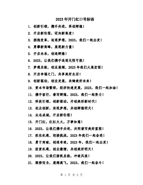 2023年开门红口号标语