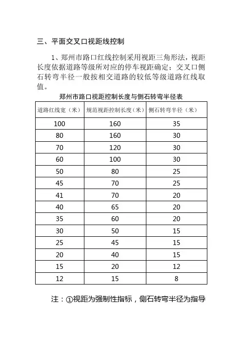 平面交叉口视距线控制