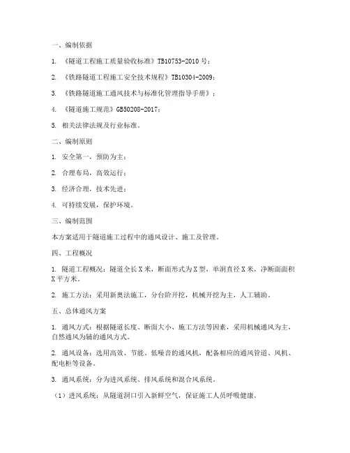 隧道通风专项方案