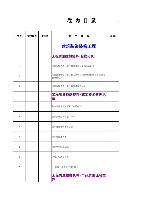 建筑装饰装修工程卷内目录