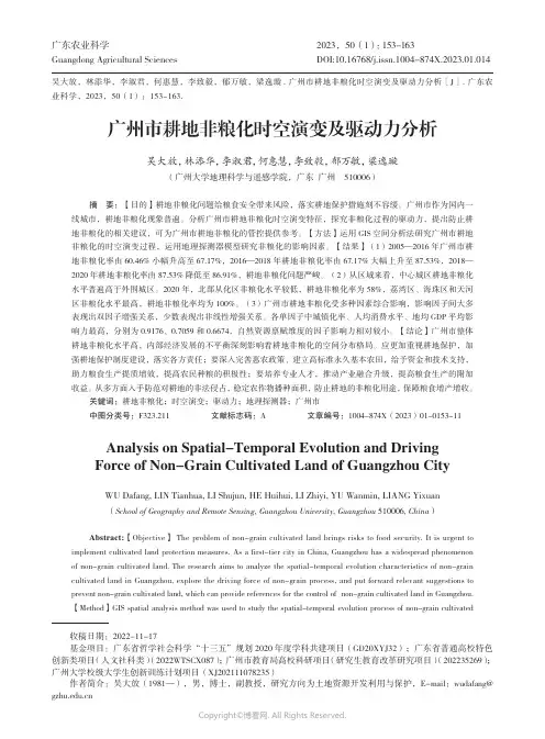 广州市耕地非粮化时空演变及驱动力分析