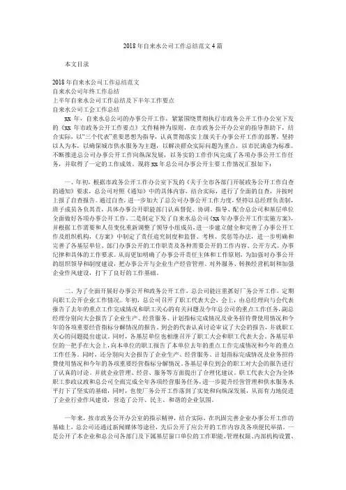 2018年自来水公司工作总结范文4篇.doc