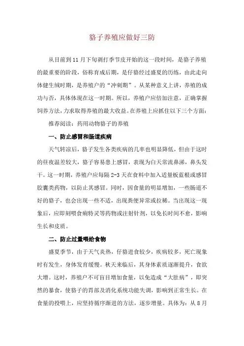 貉子养殖应做好三防