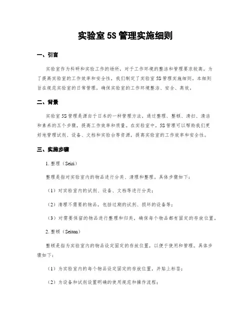 实验室5S管理实施细则