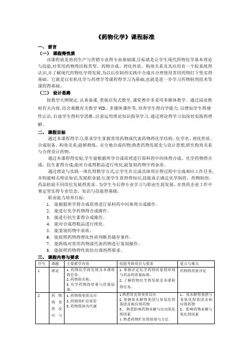 药物化学课程标准