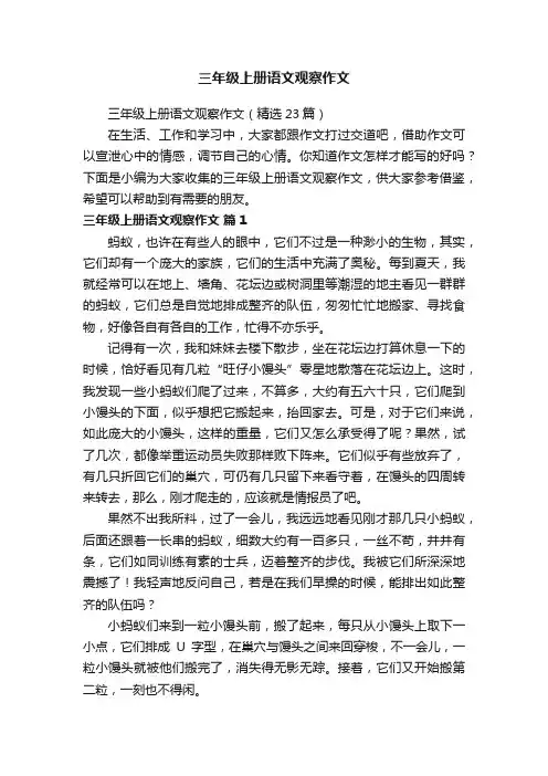 三年级上册语文观察作文（精选23篇）