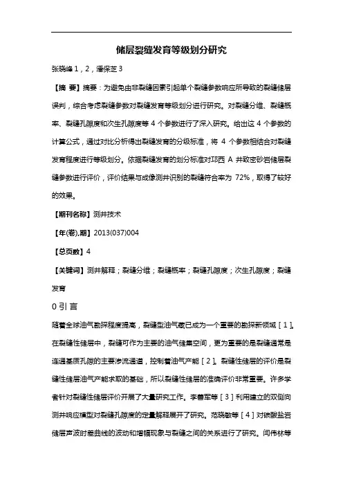 储层裂缝发育等级划分研究
