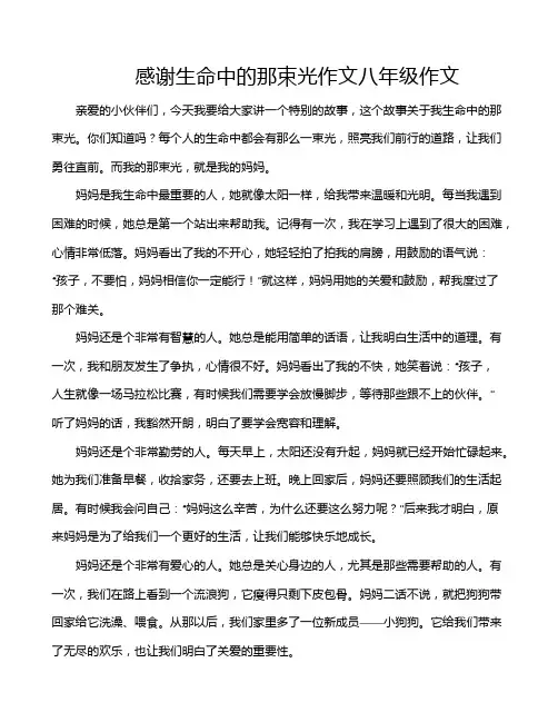 感谢生命中的那束光作文八年级作文