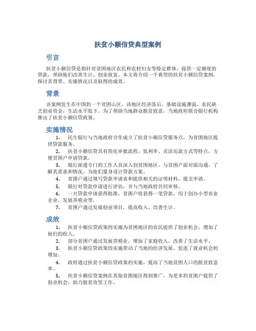 扶贫小额信贷典型案例