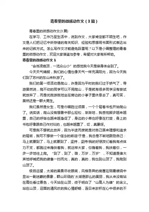 青春里的微感动作文（3篇）