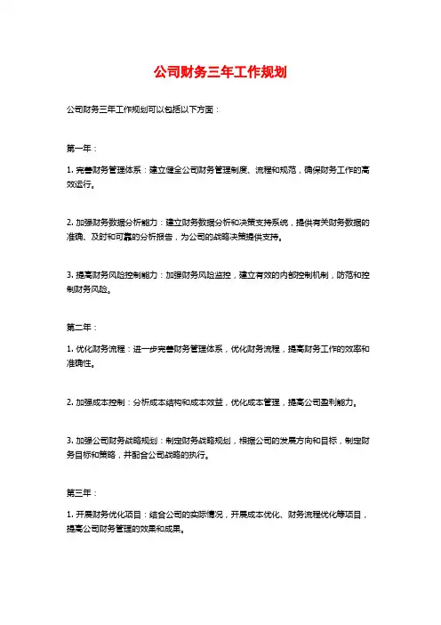 公司财务三年工作规划