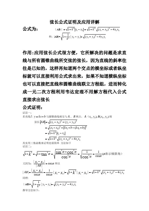 弦长公式证明及应用详解