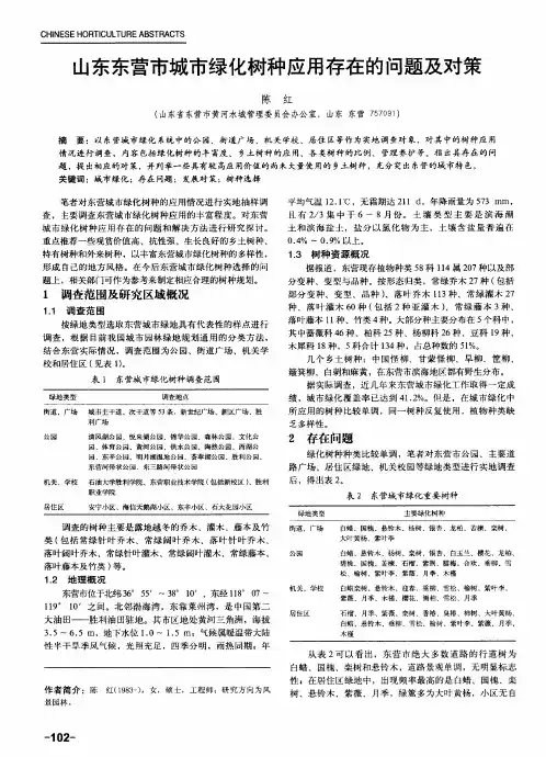 山东东营市城市绿化树种应用存在的问题及对策