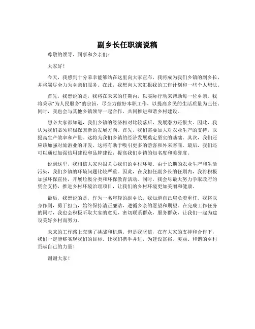 副乡长任职演说稿