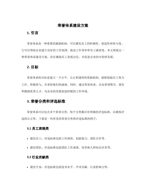 荣誉体系建设方案