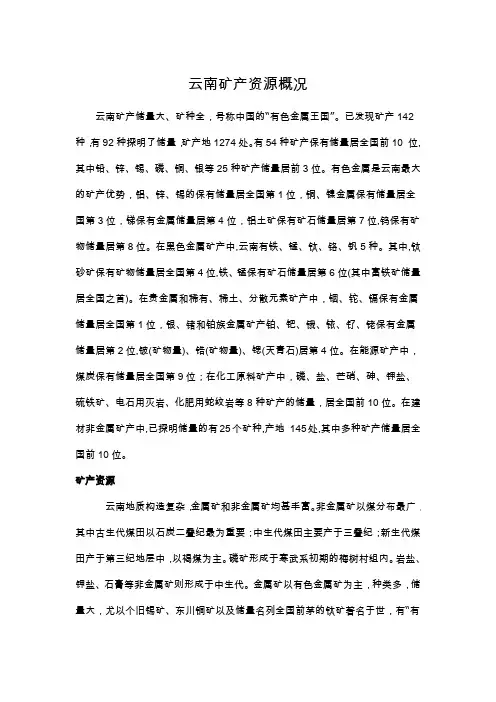 云南矿产分布图