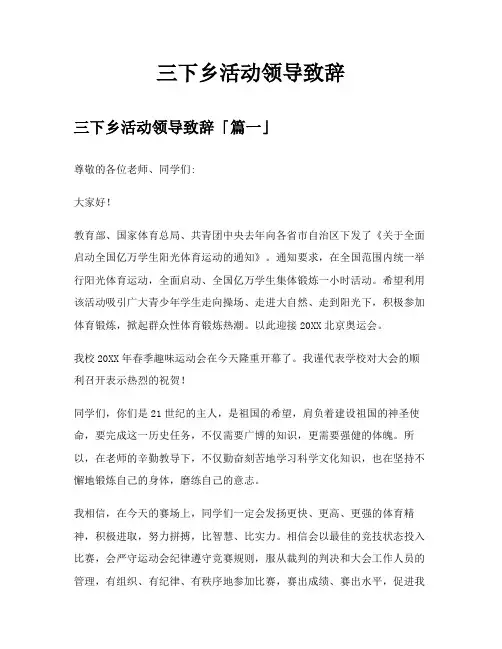 三下乡活动领导致辞