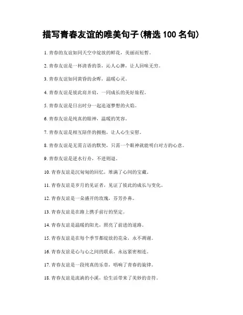 描写青春友谊的唯美句子(精选100句)
