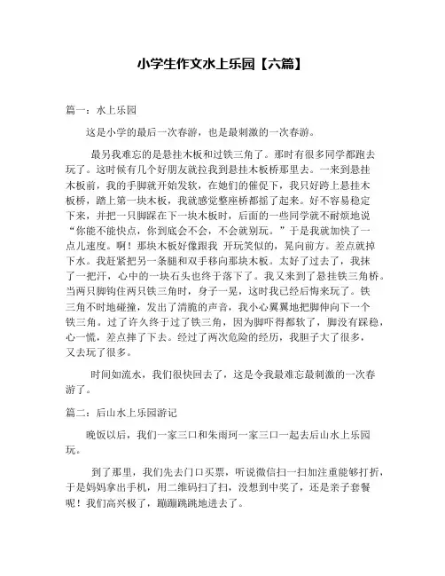 小学生作文水上乐园【六篇】