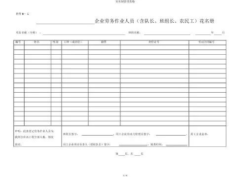 实名制管理表格