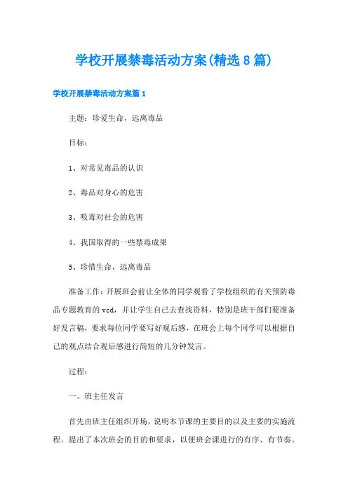 学校开展禁毒活动方案(精选8篇)