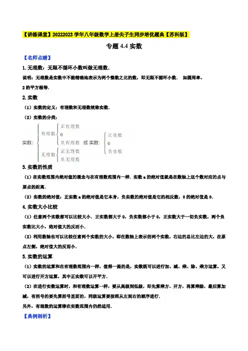 专题4.4实数-2022-2023学年八年级数学上册尖子生培优题典(原卷版)