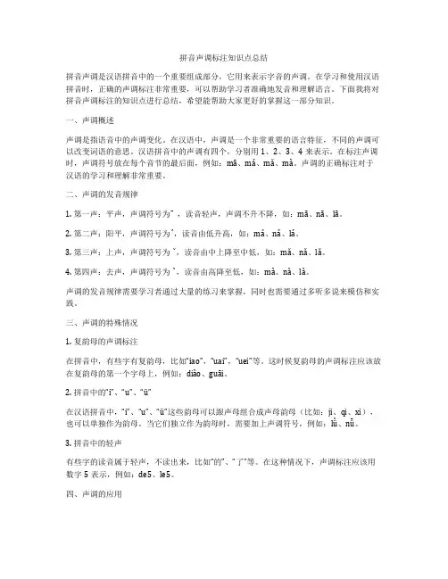 拼音声调标注知识点总结