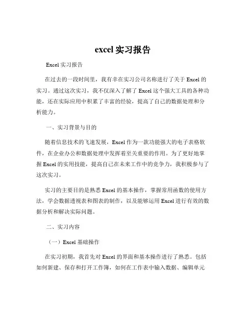 excel实习报告