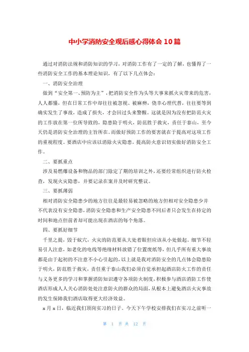 中小学消防安全观后感心得体会10篇