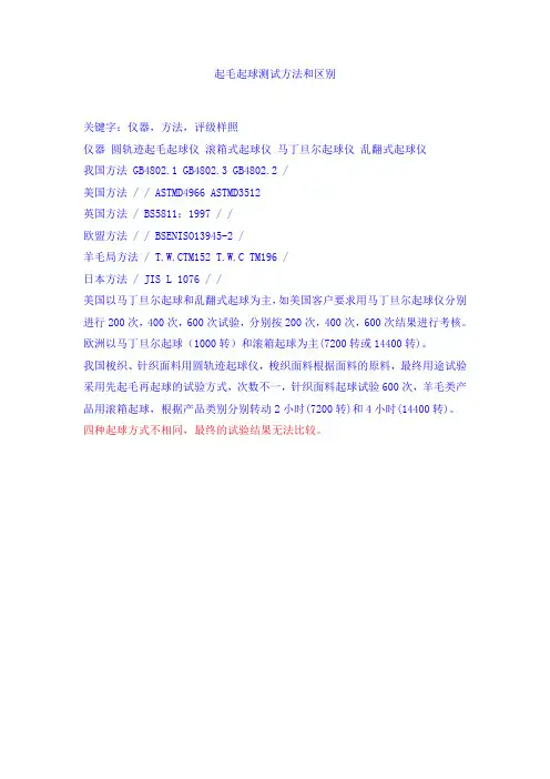 起毛起球测试方法和区别