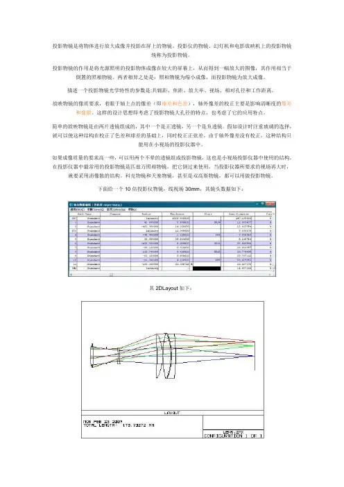 投影物镜设计