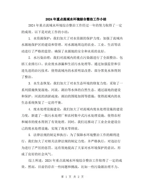 2024年重点流域水环境综合整治工作小结