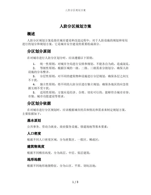 人防分区规划方案