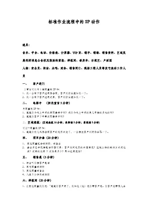 房地产销售过程中的各项SP逼定动作汇总