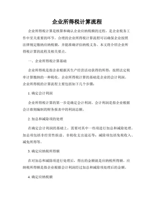 企业所得税计算流程