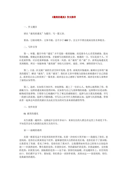 中考作文《最美的遇见》《把  写进青春里》写作指导