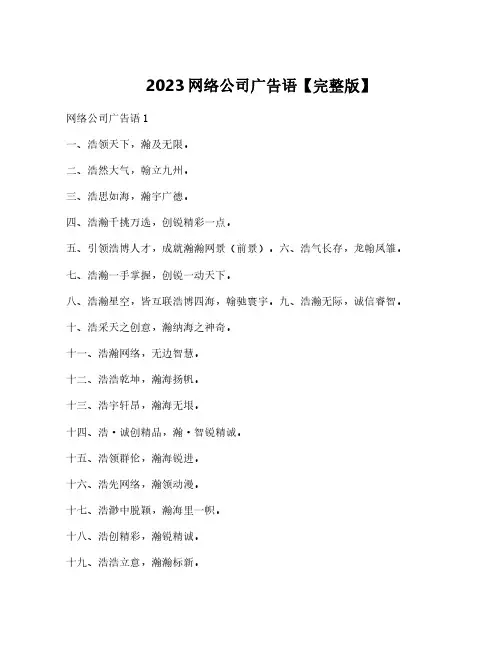 2023网络公司广告语【完整版】