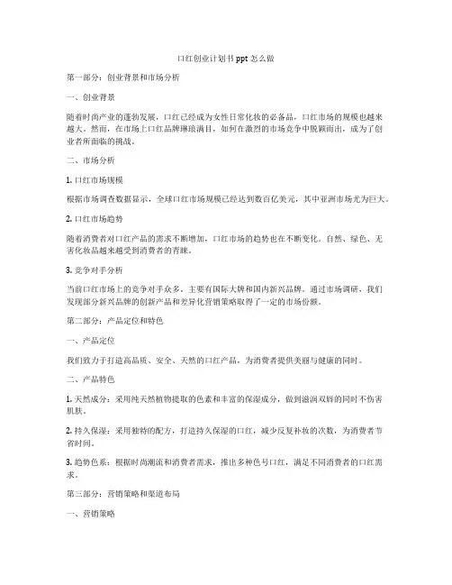 口红创业计划书ppt怎么做