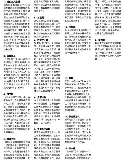 戏剧名词解释