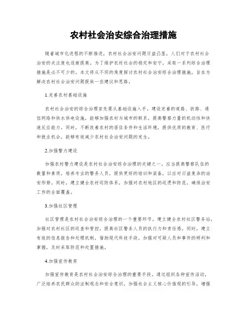 农村社会治安综合治理措施