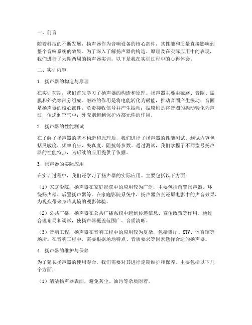 扬声器的实训报告心得