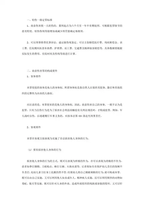轻伤一级定罪标准