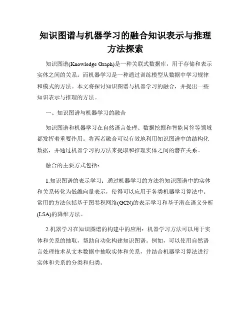 知识图谱与机器学习的融合知识表示与推理方法探索