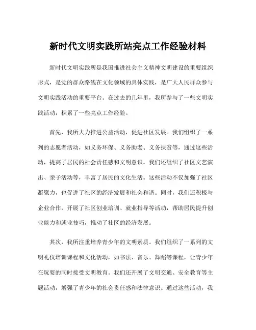 新时代文明实践所站亮点工作经验材料